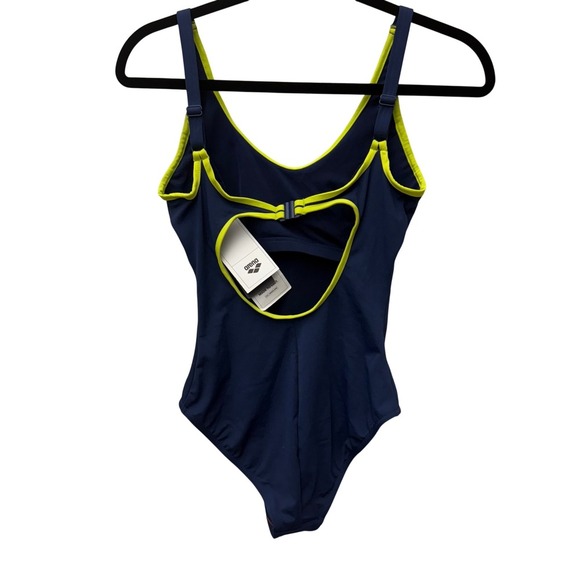 Arena Tania Clip Back One Piece Swimsuit Navy Blue Green Size‎ 6 - Picture 3 of 12